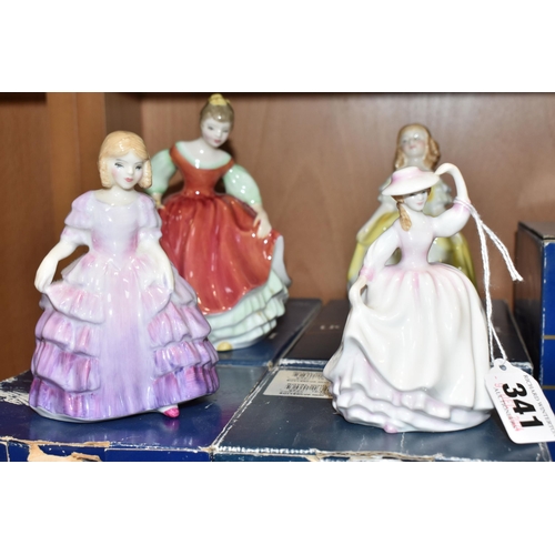 341 - TEN BOXED ROYAL DOULTON FIGURINES, comprising Buttercup HN3908, Penny HN2424, Rose HN2123, Fair Maid... 