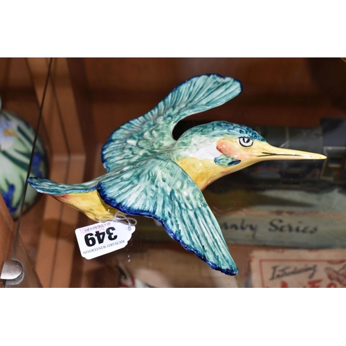 349 - THREE BESWICK FLYING KINGFISHER WALL PLAQUES, comprising model numbers 729-1, 729-2 and 729-3 length... 