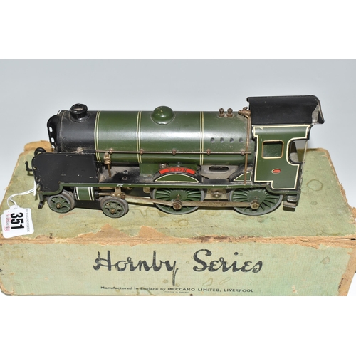 351 - A BOXED HORNBY O GAUGE No. 4 LOCOMOTIVE, 'Eton', No.900, S.R. lined green livery, 20v version, play ... 