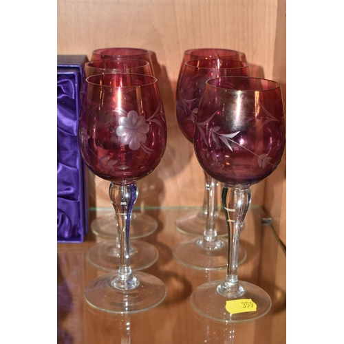 359 - A GROUP OF GLASSWARE a boxed pair of Edinburgh Crystal tumblers, a boxed crystal cut Edinburgh Inter... 