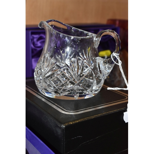 359 - A GROUP OF GLASSWARE a boxed pair of Edinburgh Crystal tumblers, a boxed crystal cut Edinburgh Inter... 