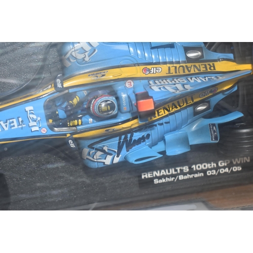 365 - A BOXED MATTEL HOTWHEELS RACING 1/18 SCALE LIMITED EDITION RENAULT R25 F1 CAR, ALONSO, RENAULT 100TH... 