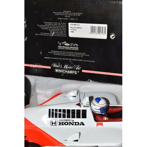 367 - A BOXED MINICHAMPS McLAREN COLLECTION 1/12 SCALE McLAREN MP4-4 A, PROST 1988 F1 CAR, No.530 881211, ... 