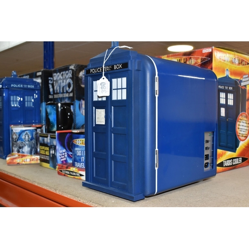 380 - A COLLECTION OF ASSORTED BOXED DOCTOR WHO COLLECTABLES,  K-9 and Tardis Cookie Jars, Tardis Cooler (... 