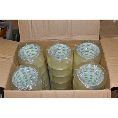 390 - FIVE BOXES OF CLEAR TAPE, each box contains thirty - six rolls of clear rhino tape 48mm x 66m, total... 