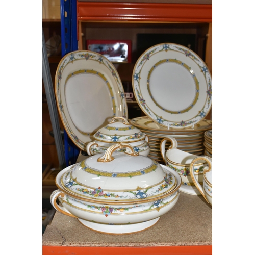 395 - FIFTY-EIGHT PIECES OF MINTON DINNERWARE, 'Helena' Reg No. 719219, comprising two large footed, cover... 