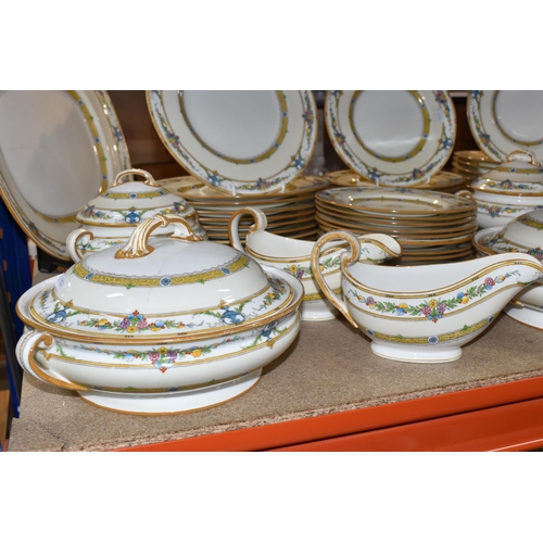 395 - FIFTY-EIGHT PIECES OF MINTON DINNERWARE, 'Helena' Reg No. 719219, comprising two large footed, cover... 