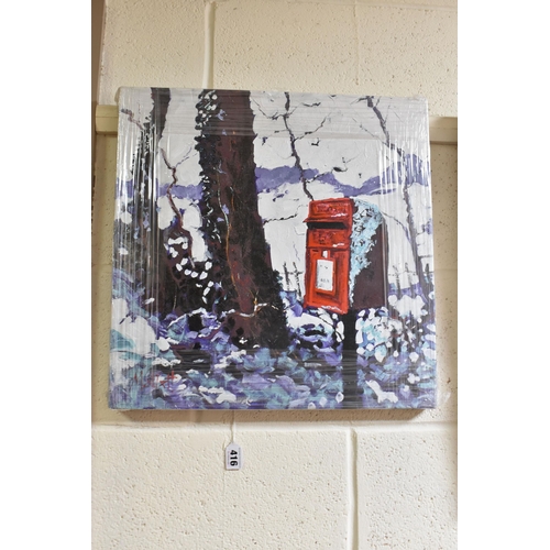 416 - TIMMY MALLETT (BRITISH CONTEMPORARY) 'SNOWY POST BOX', a signed limited edition print on box canvas,... 