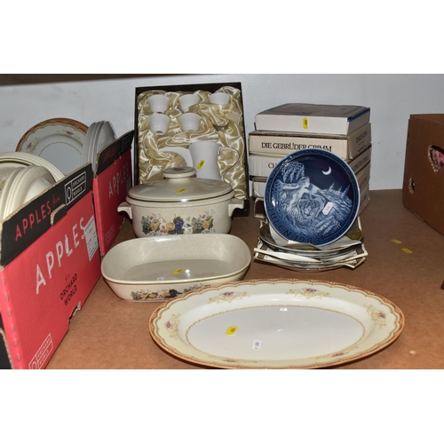 426 - TWO BOXES AND LOOSE CERAMICS, to include thirty five pieces of Royal Doulton Harvest Garland LS1018 ... 