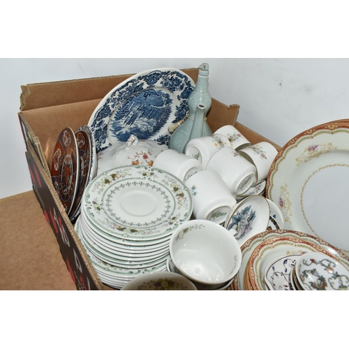 426 - TWO BOXES AND LOOSE CERAMICS, to include thirty five pieces of Royal Doulton Harvest Garland LS1018 ... 