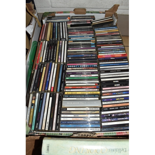 434 - FIVE BOXES OF BOOKS, DVDS, AND CDS to include a box of approximately one hundred and twenty easy lis... 