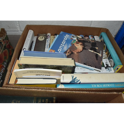 434 - FIVE BOXES OF BOOKS, DVDS, AND CDS to include a box of approximately one hundred and twenty easy lis... 