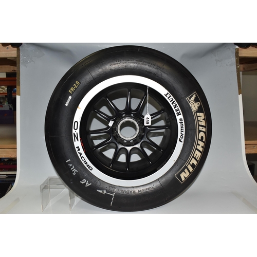 449 - A FORMULA RENAULT RACE SERIES WHEEL, with Michelin 23/57-13 tyre, the rim printed 'Formula Renault' ... 