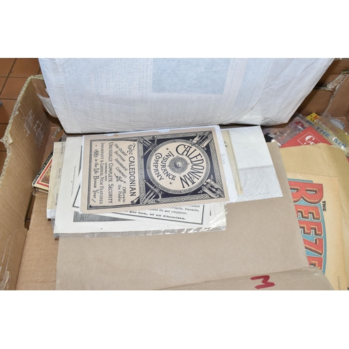 464 - A BOX OF EPHEMERA, to include a booklet of copies of maps of Europe around WWI and after, nine early... 