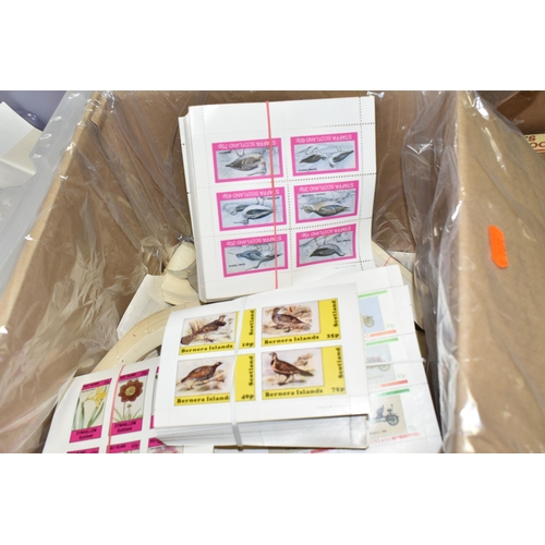 465 - FOUR BOXES OF 'CINDERELLA' AND 'LOCALS' STAMPS to include thousands of Eynhallow, Grunay and Staffa ... 