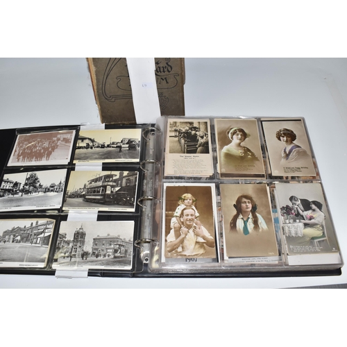 467 - TWO ALBUMS OF POSTCARDS containing approximately 609 examples, mostly from the early 20th century, s... 