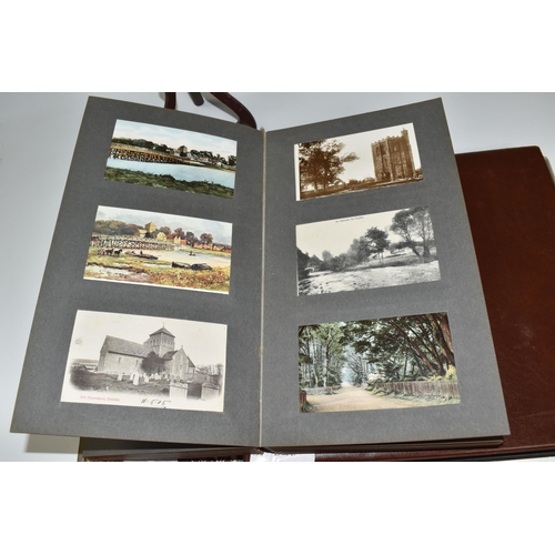 467 - TWO ALBUMS OF POSTCARDS containing approximately 609 examples, mostly from the early 20th century, s... 