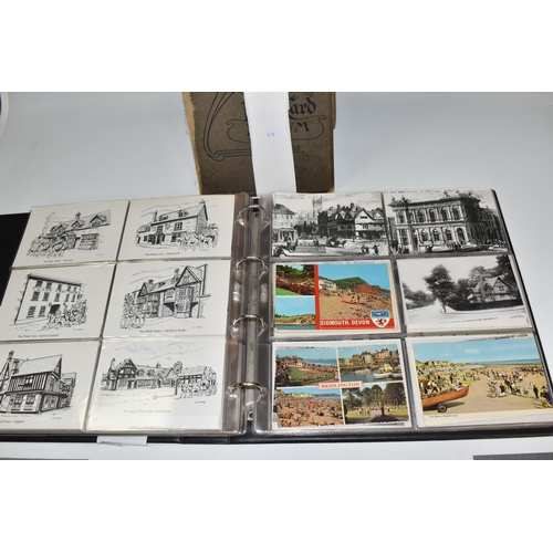 467 - TWO ALBUMS OF POSTCARDS containing approximately 609 examples, mostly from the early 20th century, s... 