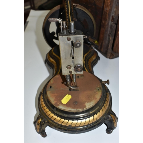 476 - AN 1890'S JONES' SERPENTINE SEWING MACHINE, a hand-crank 'Swan necked' sewing machine with original ... 