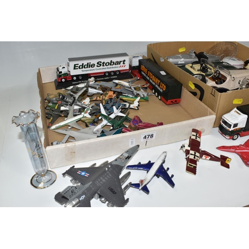 478 - A QUANTITY OF UNBOXED AND ASSORTED DIECAST AND PLASTIC AIRCRAFT MODELS, play worn condition Matchbox... 