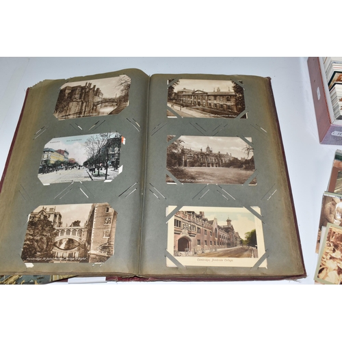 480 - ONE ALBUM AND ONE BOX OF POSTCARDS, the album contains 250 early -mid 20th century examples featurin... 