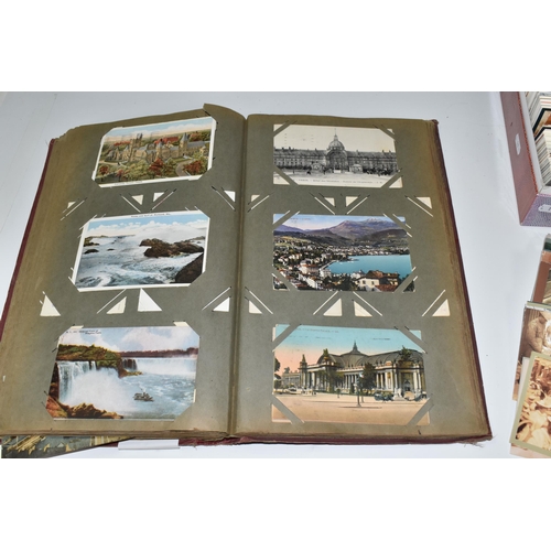 480 - ONE ALBUM AND ONE BOX OF POSTCARDS, the album contains 250 early -mid 20th century examples featurin... 