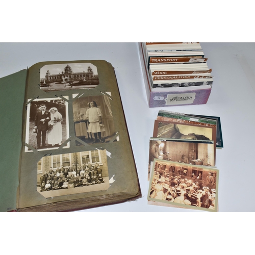 480 - ONE ALBUM AND ONE BOX OF POSTCARDS, the album contains 250 early -mid 20th century examples featurin... 