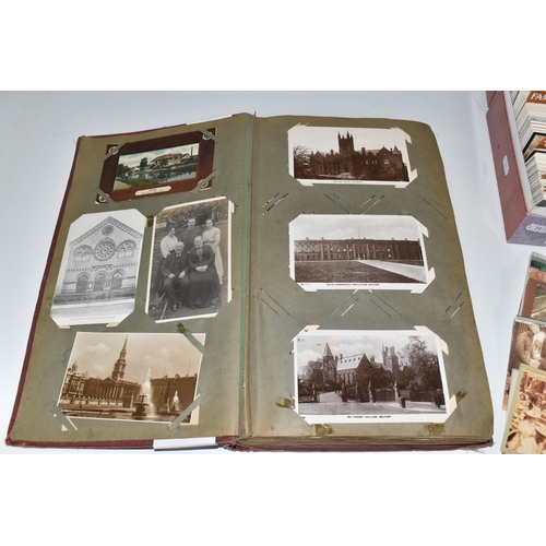 480 - ONE ALBUM AND ONE BOX OF POSTCARDS, the album contains 250 early -mid 20th century examples featurin... 