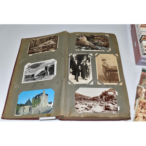 480 - ONE ALBUM AND ONE BOX OF POSTCARDS, the album contains 250 early -mid 20th century examples featurin... 