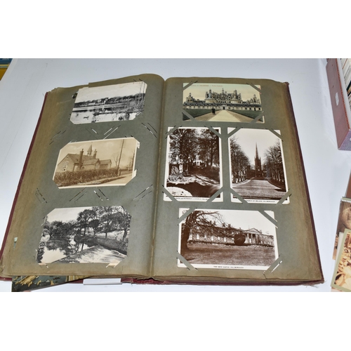 480 - ONE ALBUM AND ONE BOX OF POSTCARDS, the album contains 250 early -mid 20th century examples featurin... 