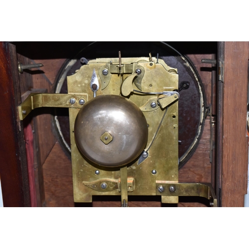 481 - A REGENCY WALNUT TWIN FUSEE BRACKET CLOCK, the case has inlaid brass foliate detail to the frontage,... 