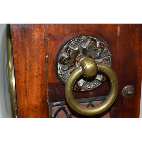 481 - A REGENCY WALNUT TWIN FUSEE BRACKET CLOCK, the case has inlaid brass foliate detail to the frontage,... 