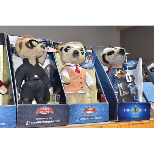 487 - A COLLECTION OF BOXED MEERKAT SOFT TOYS, from 'Compare the Meerkat.com', vast majority with Certific... 