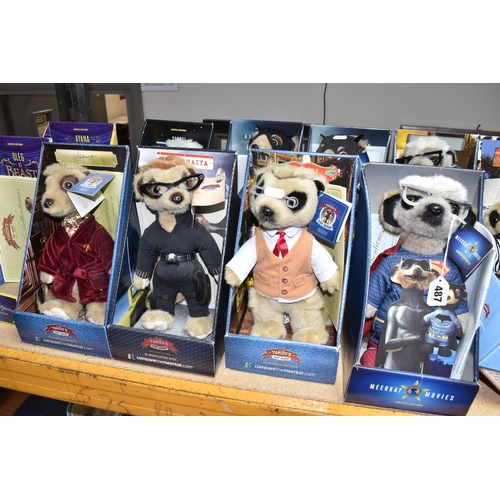 487 - A COLLECTION OF BOXED MEERKAT SOFT TOYS, from 'Compare the Meerkat.com', vast majority with Certific... 