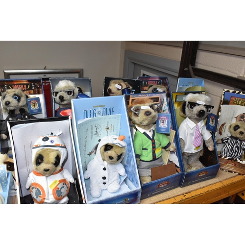 487 - A COLLECTION OF BOXED MEERKAT SOFT TOYS, from 'Compare the Meerkat.com', vast majority with Certific... 