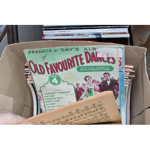 490 - TWO BOXES OF BOOKS AND SHEET MUSIC, a collection of original  Francis & day's music albums to includ... 