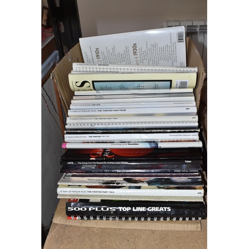 490 - TWO BOXES OF BOOKS AND SHEET MUSIC, a collection of original  Francis & day's music albums to includ... 