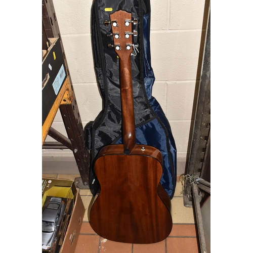 495 - A FENDER ACOUSTIC GUITAR, comprising a 'Folk' cutaway body shape 3/4 guitar, satin - finish, mahogan... 