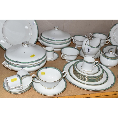 499 - A GROUP OF WEDGWOOD 'JADE' PATTERN DINNER AND COFFEE WARE, comprising two covered tureens, gravy boa... 