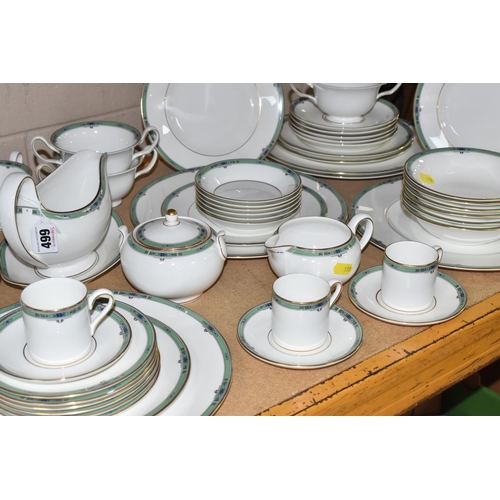 499 - A GROUP OF WEDGWOOD 'JADE' PATTERN DINNER AND COFFEE WARE, comprising two covered tureens, gravy boa... 