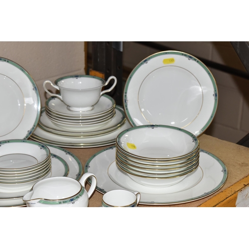 499 - A GROUP OF WEDGWOOD 'JADE' PATTERN DINNER AND COFFEE WARE, comprising two covered tureens, gravy boa... 