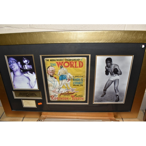 512 - SEVEN FRAMED PHOTOGRAPHS OF THE BOXER RANDOLPH TURPIN, including a collage of two photographs, an au... 