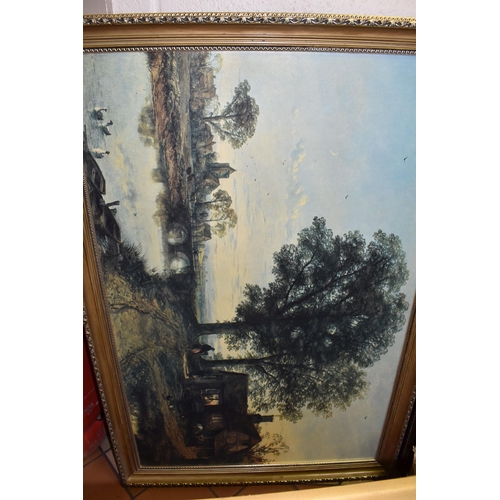 517 - A QUANTITY OF PICTURES AND PRINTS ETC, to include a late 20th century oil on canvas landscape with d... 