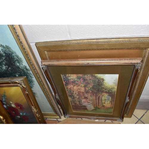 517 - A QUANTITY OF PICTURES AND PRINTS ETC, to include a late 20th century oil on canvas landscape with d... 