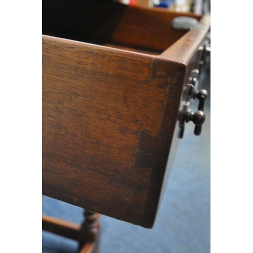 158 - A THEODORE ALEXANDER HARDWOOD SIDE TABLE, fitted with a single frieze drawer, raised on block and tu... 