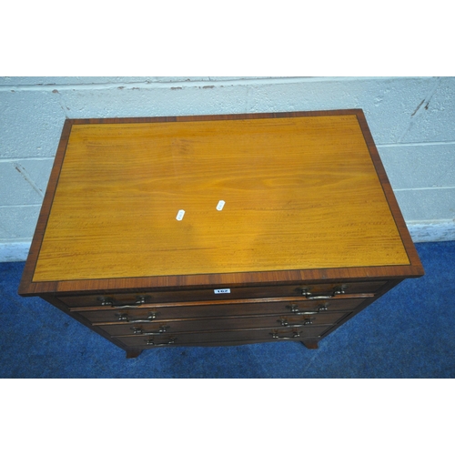 162 - AN EARLY 20TH CENTURY SATINWOOD CHEST OF FOUR GRADUATED DRAWERS, raised on bracket feet, width 174cm... 