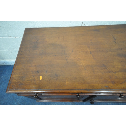 173 - A 19TH CENTURY MAHOGANY CUPBOARD, fitted with two drawers, above double cupboard doors, raised on ca... 