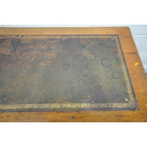 174 - A 20TH CENTURY MAHOGANY TWIN PEDESTAL DESK, with a leather writing surface, and nine assorted drawer... 