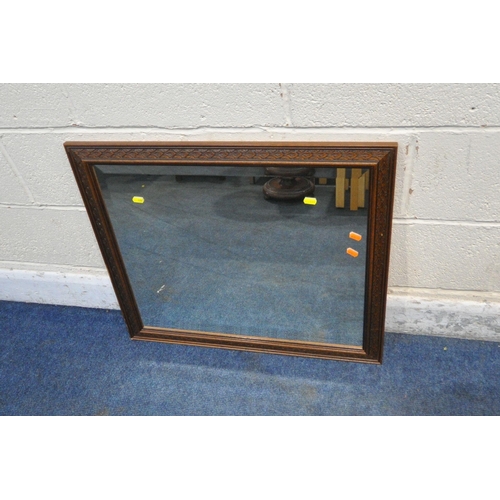 199 - A GILT FRAME RECTANGULAR WALL MIRROR, three other wall mirrors, along with a wall clock, condition r... 