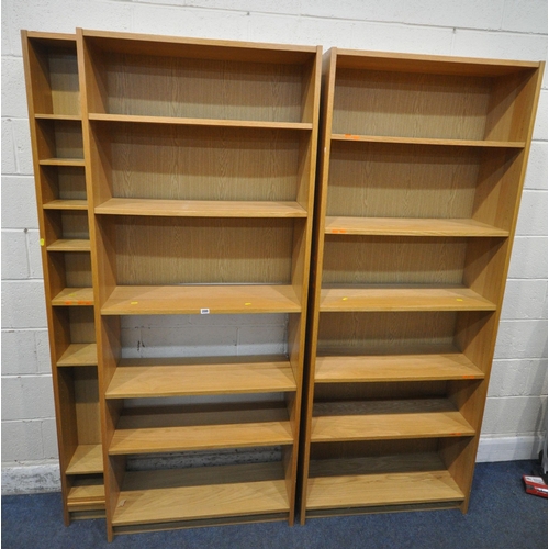 200 - A PAIR OF IKEA OPEN BOOKCASES, width 80cm x depth 28cm x height 202cm, along with a cd rack, conditi... 